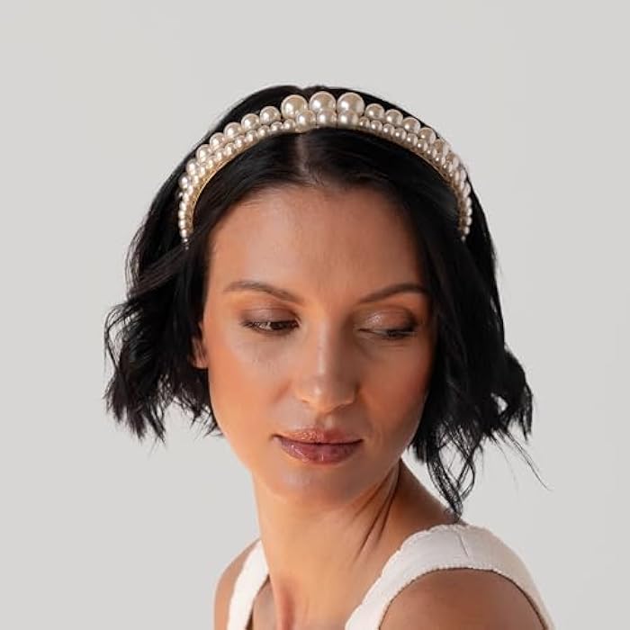 L. Erickson Pearl Headband, 2-Pack - Cream Pearl | Gold - Image 2